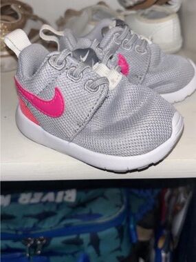 Nike Kids Gray and Pink Sneakers